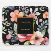 Elegantes Aquarellgold Blume beruflich Mousepad (Vorne)