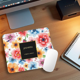Elegantes Aquarellgold Blume beruflich Mousepad