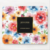 Elegantes Aquarellgold Blume beruflich Mousepad (Vorne)