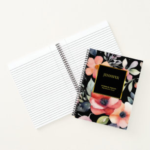 Elegantes Aquarellgold Blume beruflich Notizblock