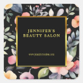 Elegantes Aquarellgold Blume beruflich Quadratischer Aufkleber (Vorderseite)