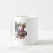 Elegantes Aquarellgold Schwarz-Bordeaux-Blume Kaffeetasse (Vorderseite Links)