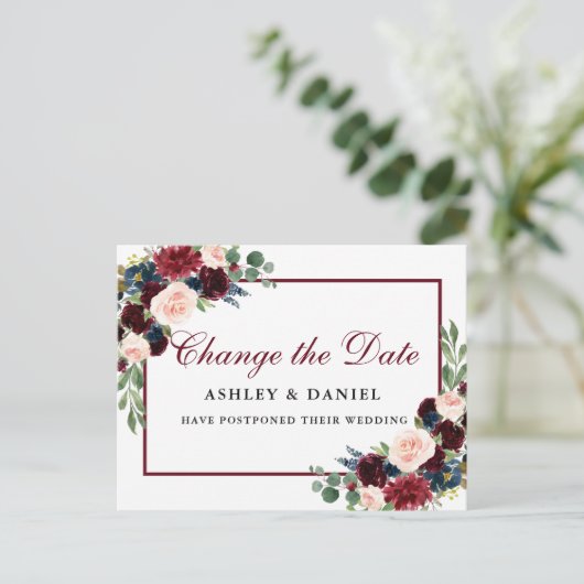 Elegantes Aquarellgoldfarben ändern Datum Postkarte (Stehend Vorderseite)