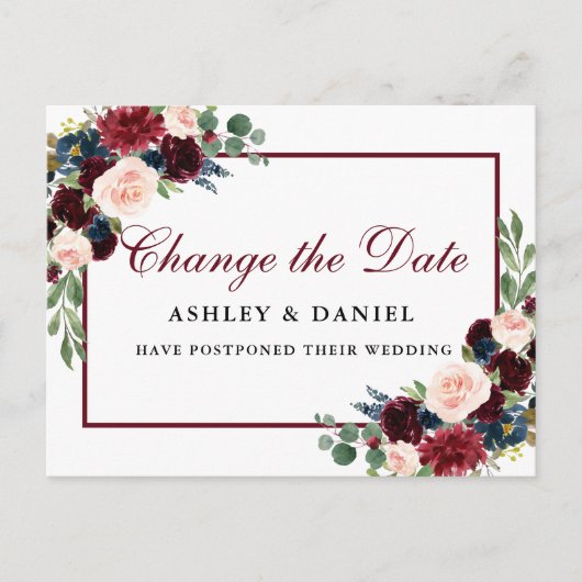 Elegantes Aquarellgoldfarben ändern Datum Postkarte (Vorderseite)