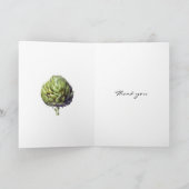 Elegantes Aquarellgrün bemalt Artichoke Dankeskarte (Innenseite)