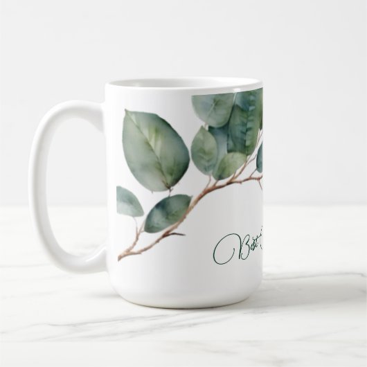 Elegantes Aquarellgrün Eukalyptus-Mutter Kaffeetasse (Links)