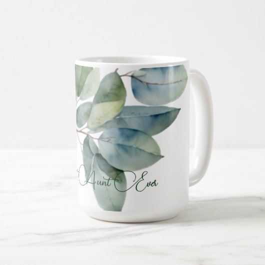 Elegantes Aquarellgrün Eukalyptus Tante Kaffeetasse (VorderseiteRechts)