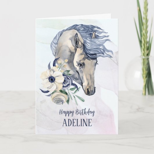 Elegantes Aquarellpferd Geburtstagskarte Dankeskarte (Vorderseite)