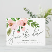 Elegantes Aquarellpink Save the Date (Stehend Vorderseite)