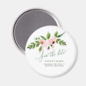 Elegantes Aquarellpink Save the Date Magnet (Vorderseite/Rückseite)