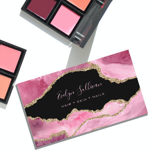 elegantes Aquarellpinke auf schwarz Visitenkarte