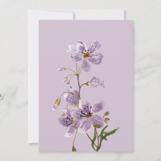 Elegantes Aquarellpinke und Lila Hochzeitsinvit Einladung (Rückseite)