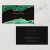elegantes Aquarellsmaragdgrün Visitenkarte (Vorne/Hinten)