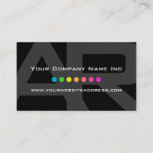 Elegantes AR-Monogramm-schwarzer und grauer Visitenkarte (Rückseite)