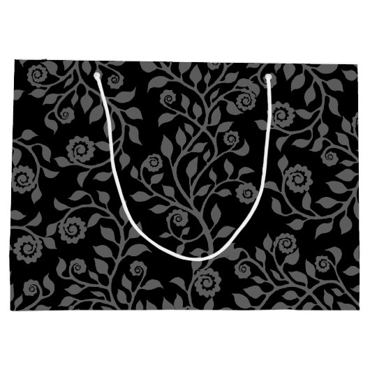 Elegantes arabisches Muster Schwarz Grau Große Geschenktüte (Rückseite)