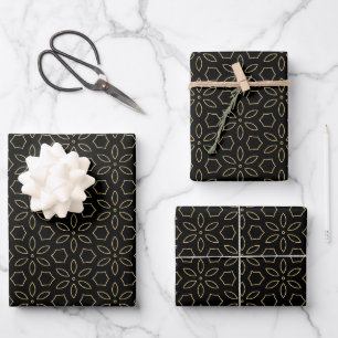 Elegantes arabisches Schwarz und Gold Geschenkpapier Set