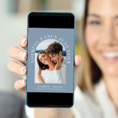 Elegantes Arch Foto Dusty Blue Lässig Wedding Einladung