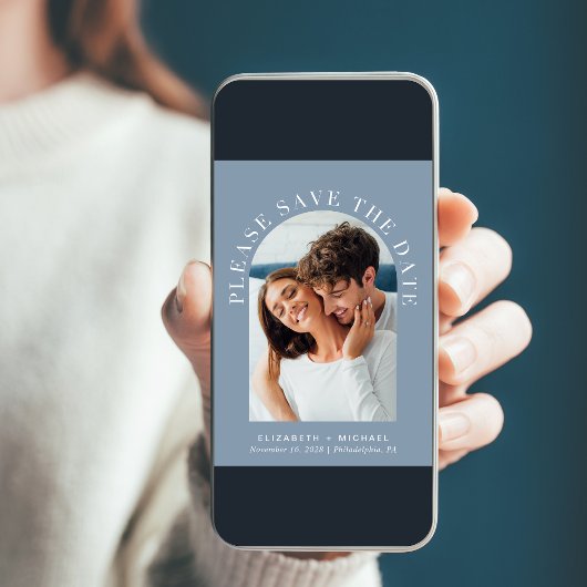 Elegantes Arch Foto Dusty Blue Save The Date