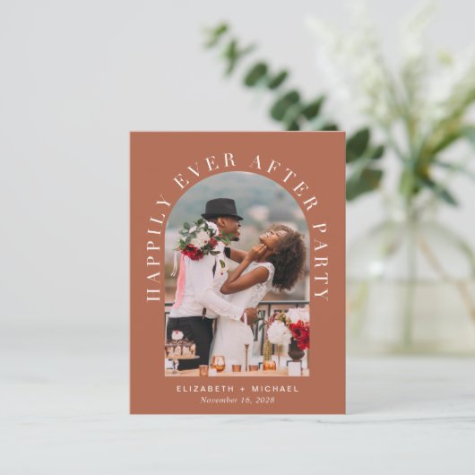 Elegantes Arch Foto Einladungspostkarte (Stehend Vorderseite)