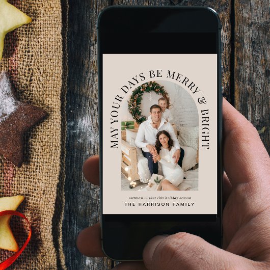 Elegantes Arch Foto Frohe und helle Weihnachten Karte