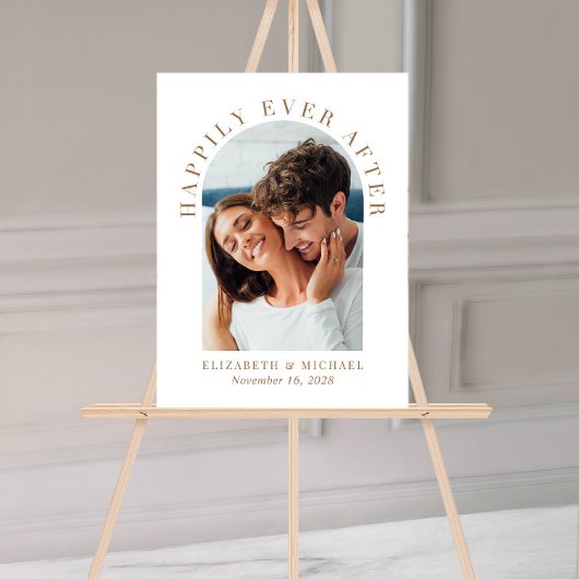 Elegantes Arch Foto Gold White Wedding Willkommen Acrylschild