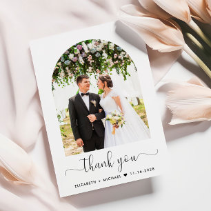 Elegantes Arch Foto Hochzeit Dankeskarte