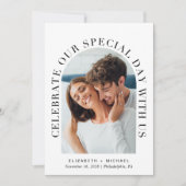 Elegantes Arch Foto Hochzeit Einladung (Vorderseite)