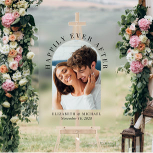 Elegantes Arch Foto Hochzeit Willkommen Acrylschild