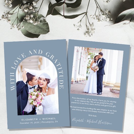 Elegantes Arch Foto Liebe Dankbarkeit Hochzeit Dankeskarte