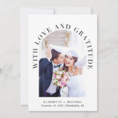 Elegantes Arch-Foto Liebe und Dankeshochzeit Dankeskarte (Vorderseite)