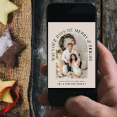 Elegantes Arch Foto Merry Bright Taupe Weihnachten Karte