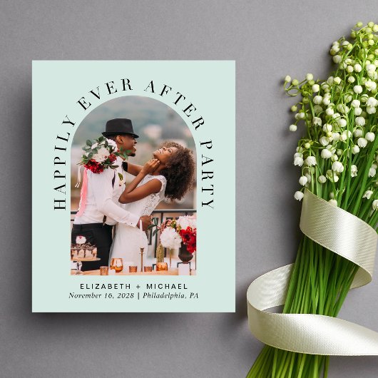 Elegantes Arch Foto Mint Wedding Reception einlade