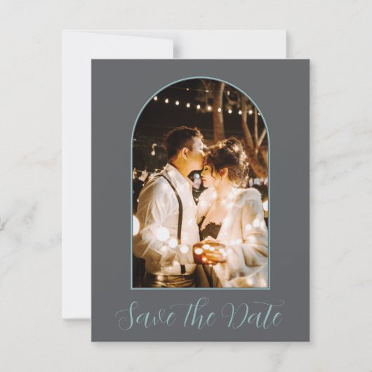 Elegantes Arch-Foto mit Skript Save The Date (Vorderseite)