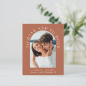 Elegantes Arch Foto QR Code Einladung Hochzeit (Stehend Vorderseite)