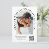 Elegantes Arch Foto QR Code Hochzeit RSVP Karte (Stehend Vorderseite)