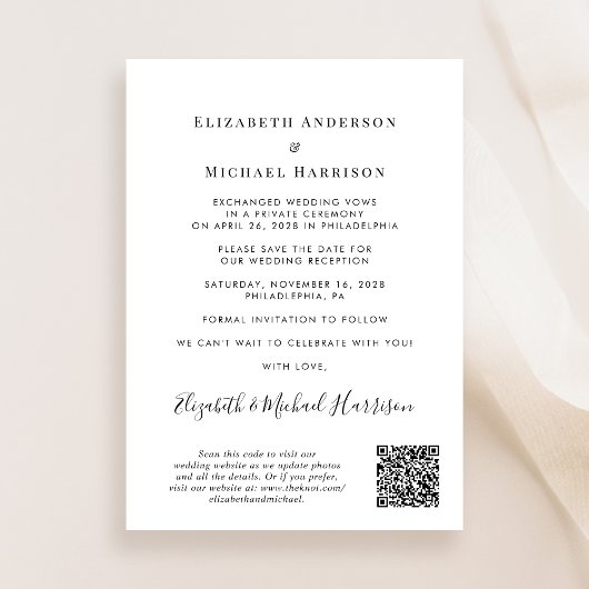 Elegantes Arch Foto QR Code Hochzeitempfang Save The Date