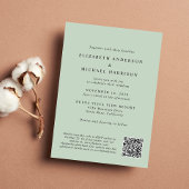Elegantes Arch Foto QR Code Sage Wedding Einladung