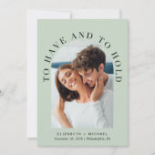 Elegantes Arch Foto QR Code Sage Wedding Einladung (Vorderseite)