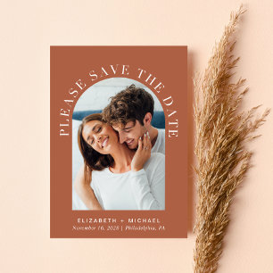 Elegantes Arch Foto QR Code Terracotta Wedding Save The Date