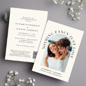 Elegantes Arch Foto QR Cream Lässige Hochzeit Einladung