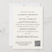Elegantes Arch Foto QR Cream Wedding Reception Einladung (Rückseite)