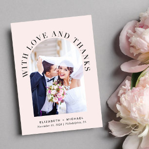 Elegantes Arch Foto Rosa Hochzeit Dankeskarte