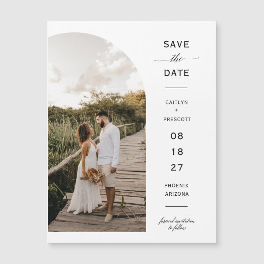 Elegantes Arch-Foto Save the Date Magnetkarte (Vorderseite)