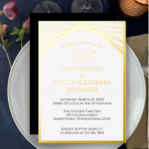 Elegantes Arch Golden 50. Hochzeitliches Jubiläum  Folieneinladung