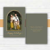 Elegantes Arch Green Gold Foto Feiertagskarte