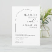 Elegantes Arch Modernes Minimal-Hochzeitsstichtal  Einladung (Stehend Vorderseite)