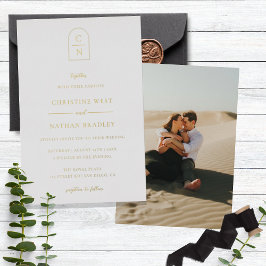 Elegantes Arch Monogram Foto Wedding Gold Folieneinladung