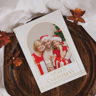 Elegantes Arch Personalisiertes Foto Weihnachten Folien Feiertagskarte