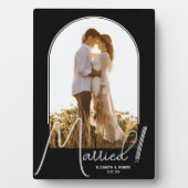 Elegantes Arch Wedding Foto Black Fotoplatte (Vorderseite)