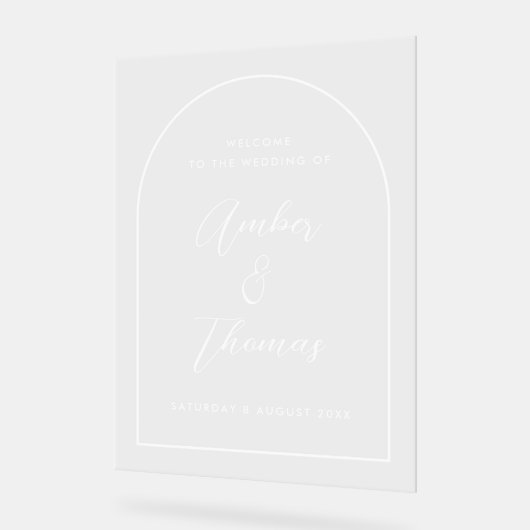 Elegantes Arch Wedding Willkommensakku Acrylschild (Winkel)